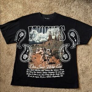 Darc Sport Tale of Two Wolves Paisley Graphic T Shirt Black